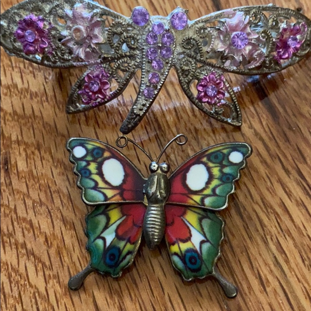 Vintage butterfly pin and hair clip